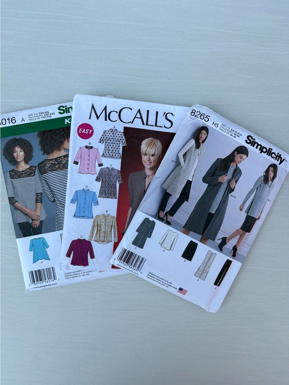 Simplicity McCalls Sewing Pattern Bundle Lot 3pc Knit Tops Coats Pants Uncut